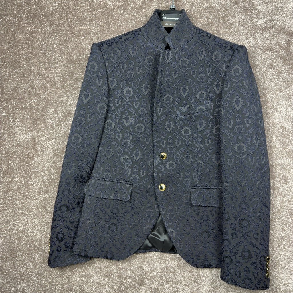 Veste costume Cleofe Finati noira avec motifs - Taille 50 - Sell4Me