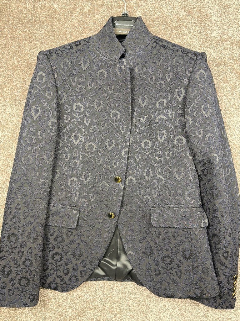 Veste costume Cleofe Finati noira avec motifs - Taille 50 - Sell4Me